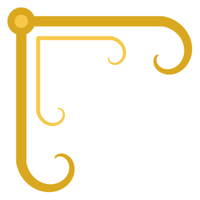 An ornamental gold corner flourish of curling scrolls, sized for the top left of a page.