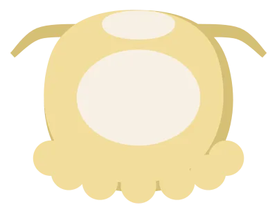 A pale yellow baby bib with a scalloped edge, tie strings and a blank oval panel.