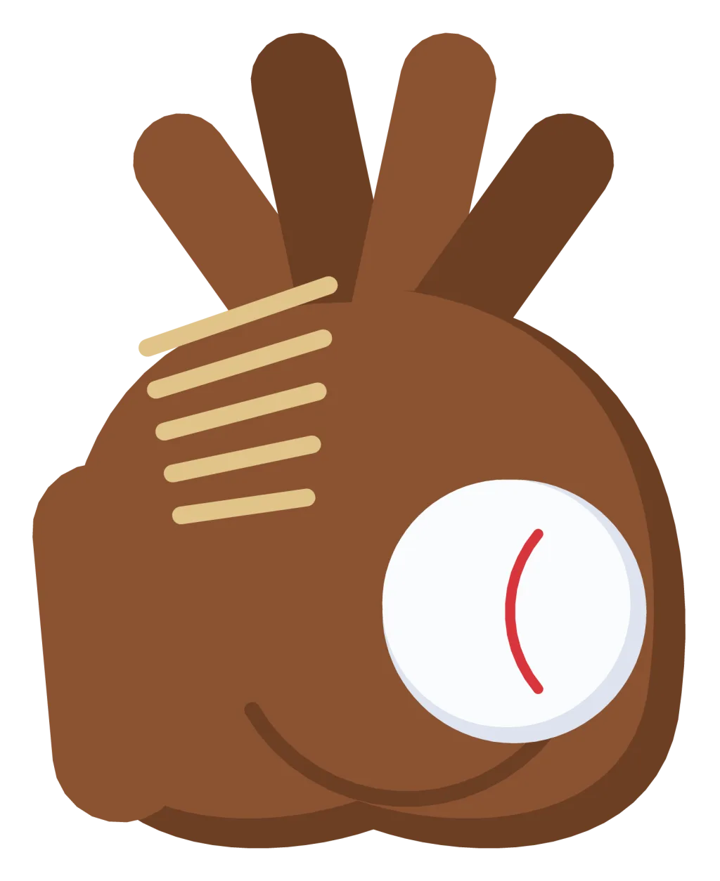 A brown leather baseball glove with a laced web and a ball resting in the pocket.