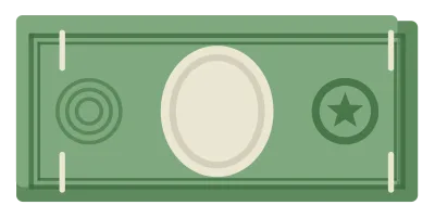 A green dollar bill seen from the front, with an ornate border, corner numerals and an empty portrait oval.