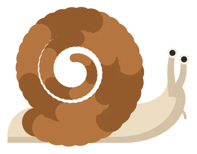 A snail with a brown spiral shell and a pale body, with two eye stalks raised.