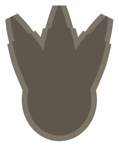 A large three-toed dinosaur footprint pressed into the ground, with claw marks at the tip of each toe.