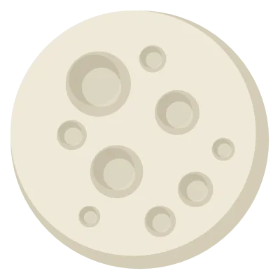 A pale full moon with craters of several sizes scattered across its face.