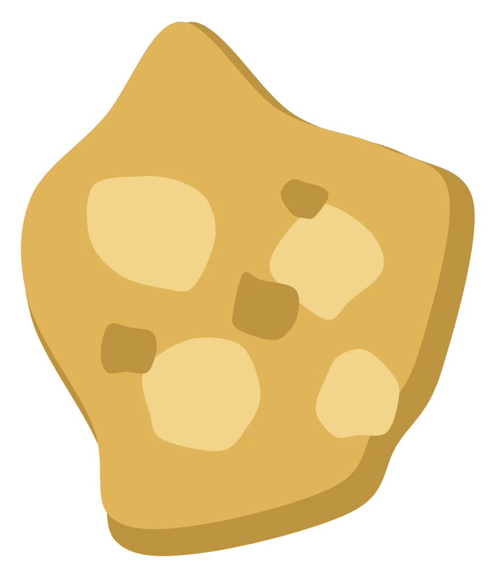A raw gold nugget with an irregular lumpy surface and no straight edges.
