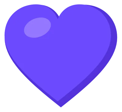 A solid purple heart with a soft highlight on the upper left lobe, drawn as a flat symbol.