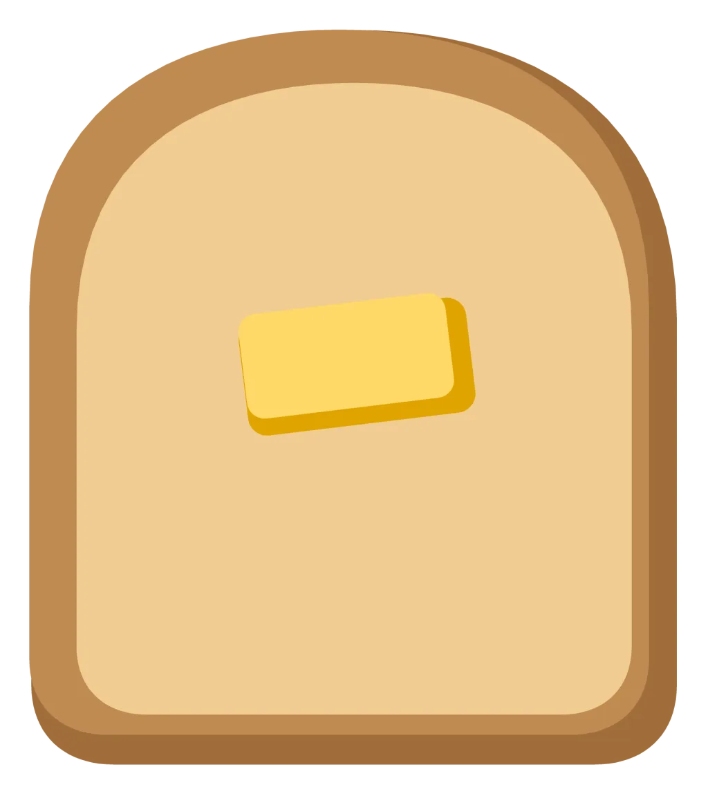 A slice of toast with a darker crust and a melting pat of butter on top.