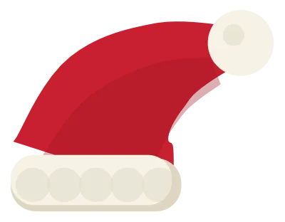 A red Santa hat with a white fur brim and a white bobble at the tip.