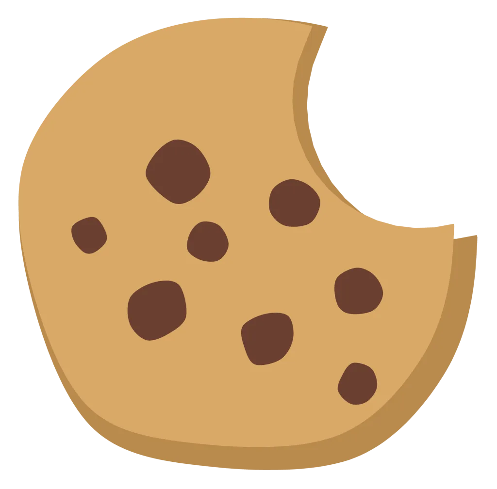 A round chocolate chip cookie with an uneven edge and a bite taken out of one side.