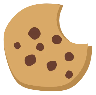 A round chocolate chip cookie with an uneven edge and a bite taken out of one side.