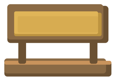 A wooden desk nameplate on a stand, with a brass plate left blank for a name.