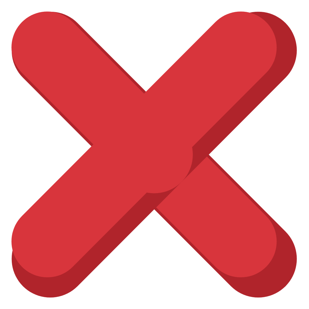 A thick red cross made of two crossing strokes.