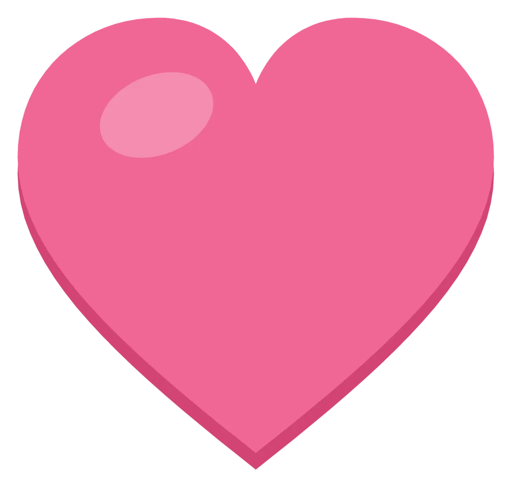 A solid pink heart with a soft highlight on the upper left lobe, drawn as a flat symbol.