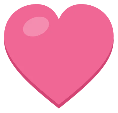 A solid pink heart with a soft highlight on the upper left lobe, drawn as a flat symbol.
