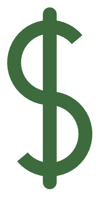 A bold green dollar sign with a vertical bar running through the S.