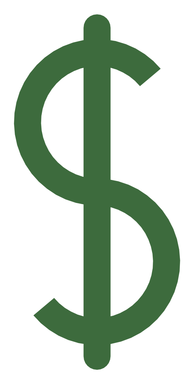 A bold green dollar sign with a vertical bar running through the S.