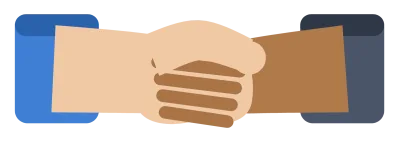 Two hands in shirt cuffs clasped in a handshake, seen from the side.