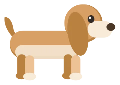 A brown dachshund in side view with a long low body, short legs and long hanging ears.
