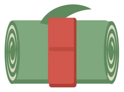 A roll of banknotes bound with a red band, with the rolled edges showing at both ends.