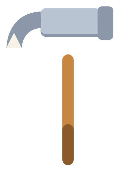 A claw hammer with a steel head and a wooden handle, lying at an angle.
