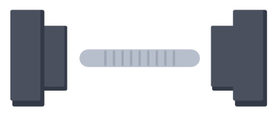 A dark grey dumbbell with a knurled bar and two round weight plates at each end.