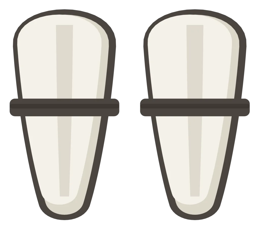 A pair of white soccer shin guards with a curved shell and a dark padded back.