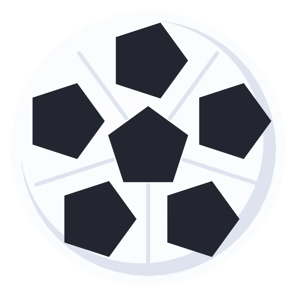 A white soccer ball with black pentagon panels and dark seams.