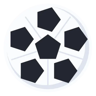 A white soccer ball with black pentagon panels and dark seams.