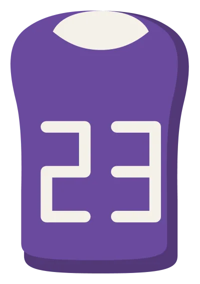 A purple sleeveless basketball jersey with a white number on the front and deep-cut armholes.