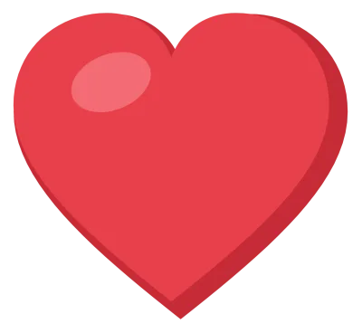 A solid red heart with a soft highlight on the upper left lobe, drawn as a flat symbol.
