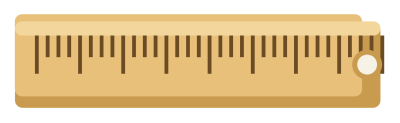 A wooden ruler with graduated tick marks along one edge and a hanging hole at the end.