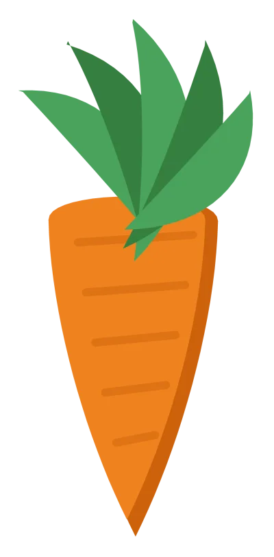 An orange carrot with ridge marks and a leafy green top.