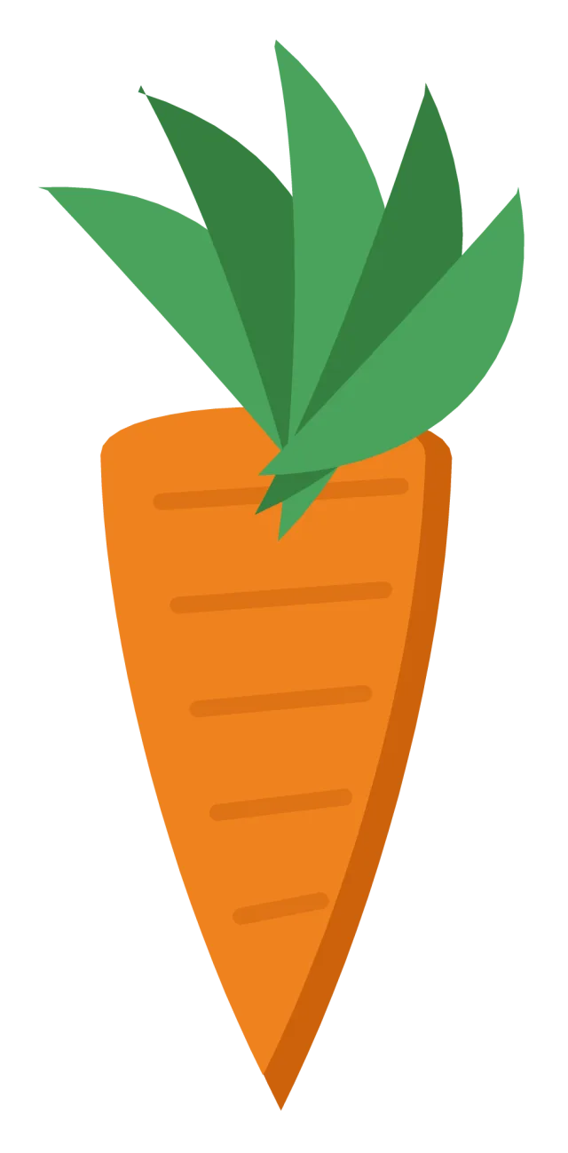 An orange carrot with ridge marks and a leafy green top.