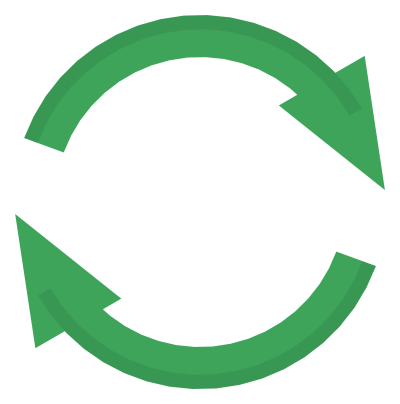 Two green arrows chasing each other around a circle, forming a refresh symbol.