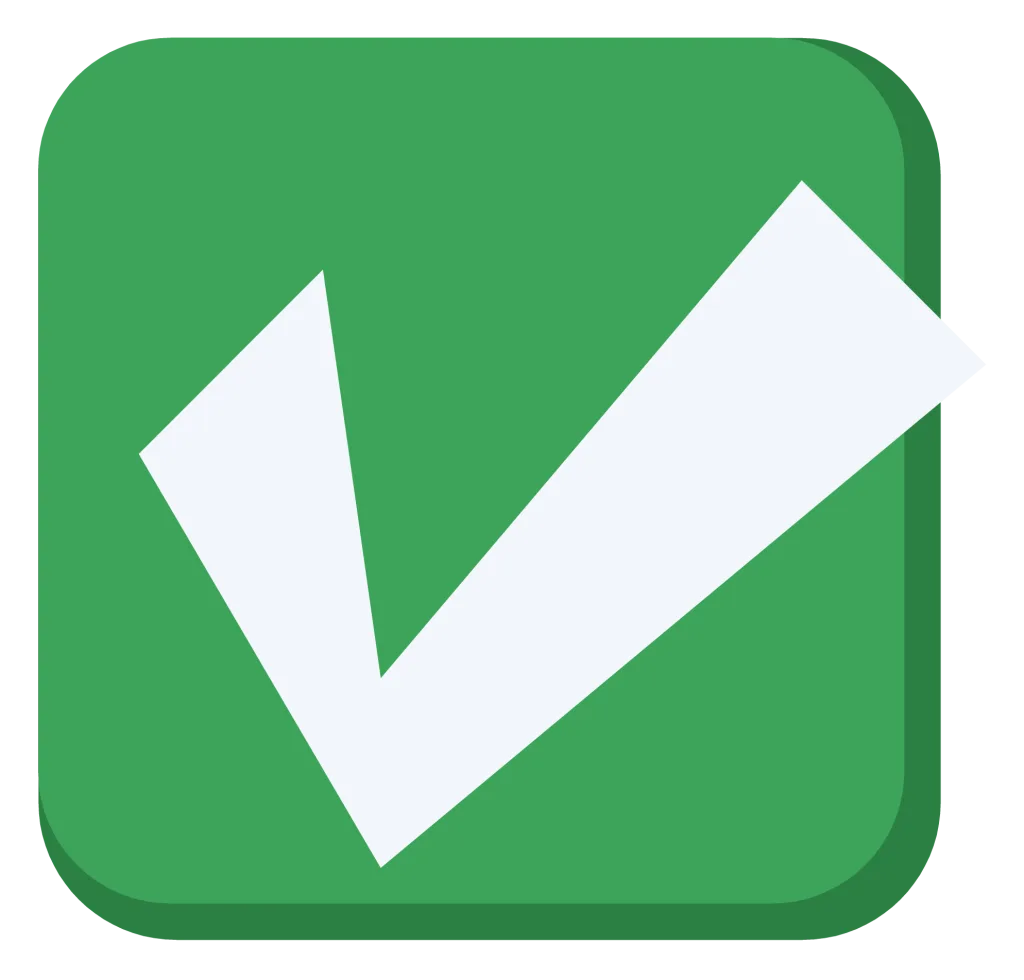 A rounded square with a green check mark inside it.