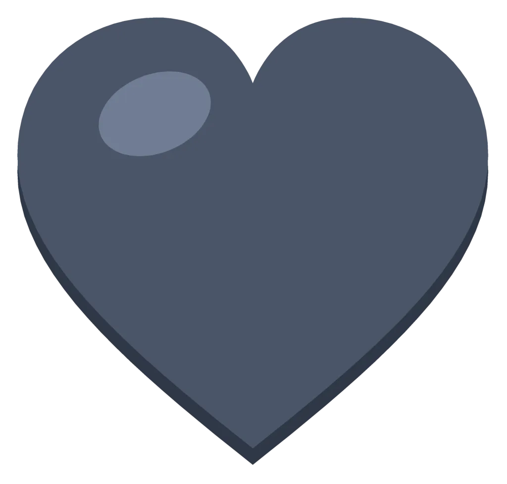 A solid gray heart with a soft highlight on the upper left lobe, drawn as a flat symbol.