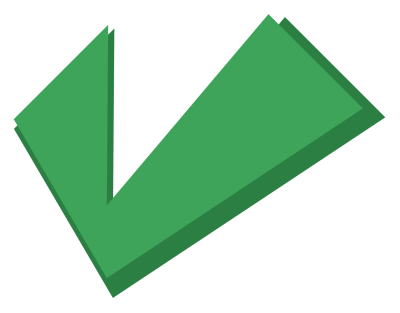 A thick green check mark with a short left stroke and a long right stroke.