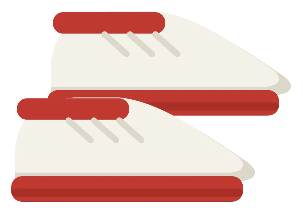 A pair of white and red high-top basketball shoes with flat soles and no studs.