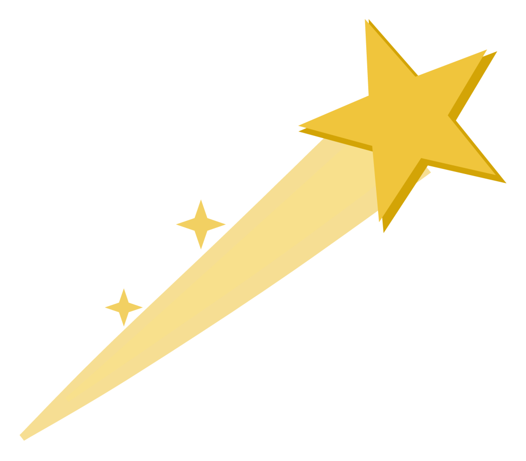 A shooting star with a bright head and a long tapering trail behind it.