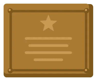 A bronze memorial plaque with a raised border, a star and ruled lines standing in for an inscription.