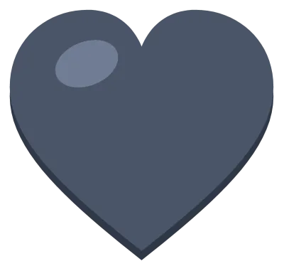 A solid gray heart with a soft highlight on the upper left lobe, drawn as a flat symbol.