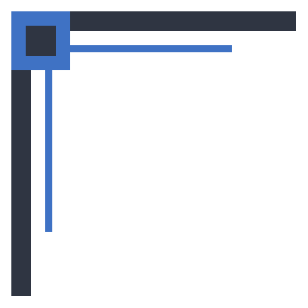 A simple geometric corner bracket in two weights, forming an L shape.