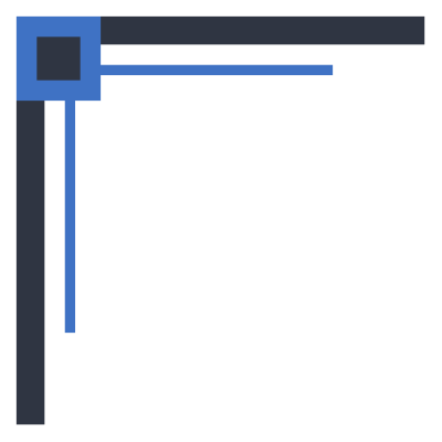 A simple geometric corner bracket in two weights, forming an L shape.