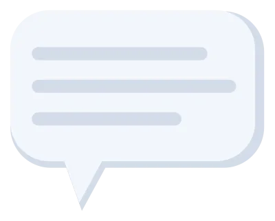 A white rounded speech bubble with a tail pointing down to the left.