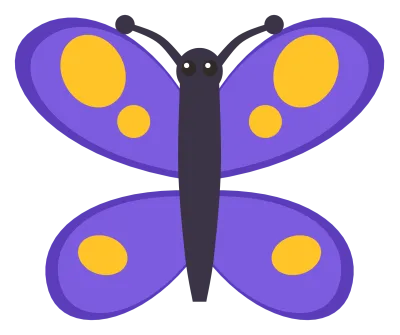 A purple and gold butterfly seen from above with patterned wings and curled antennae.