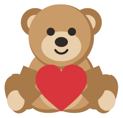 A tan teddy bear sitting up and holding a red heart against its chest.