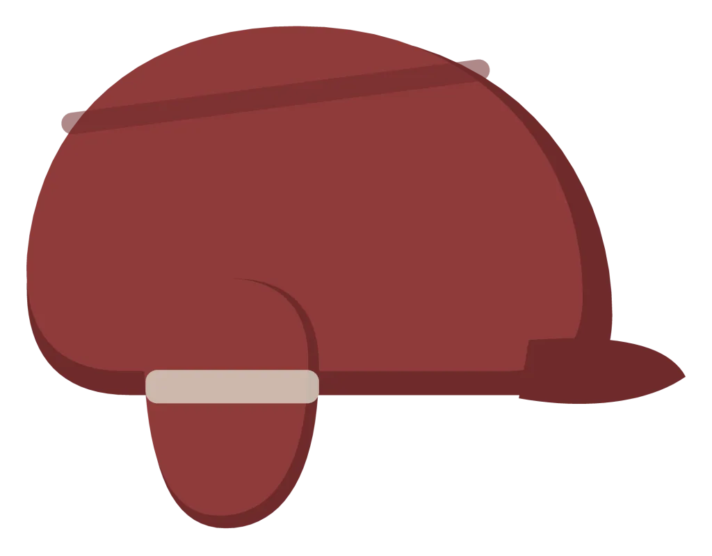 A maroon batting helmet in side view, with a single ear flap covering the side of the head.