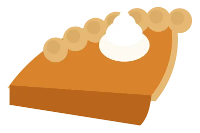 A single slice of pumpkin pie with a golden crimped crust, orange filling and a swirl of whipped cream.