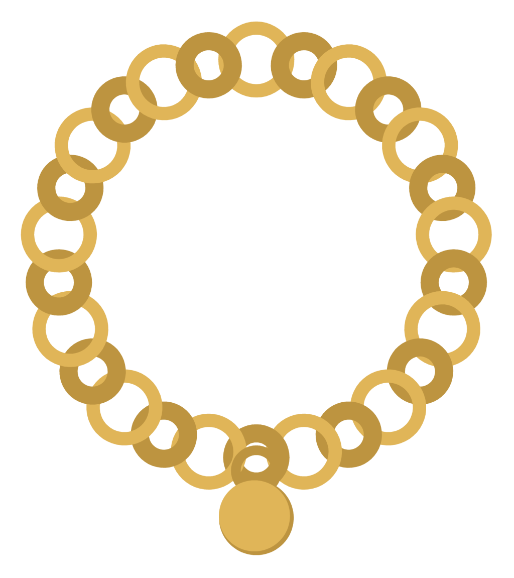 A gold chain necklace laid in a loop, with the individual links showing.