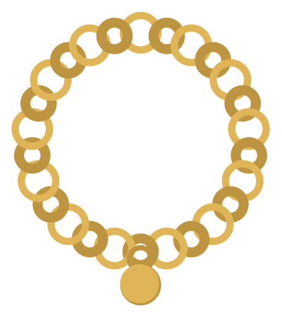 A gold chain necklace laid in a loop, with the individual links showing.