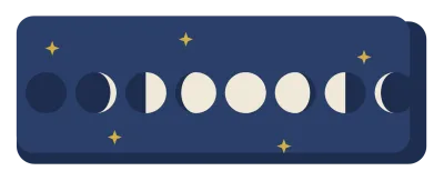 The eight phases of the moon in a row, from new moon through full and back again.